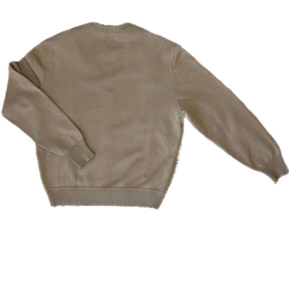 Vintage 1980s Lansons of Florida Tan Zephyr Wool and Ultra Suede Sweater. Size L - Picture 5 of 8
